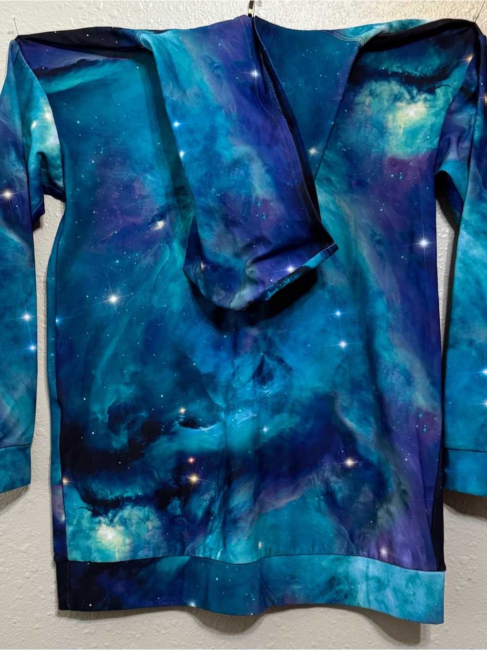 Blackmilk Teal & Navy Galaxy Slouchy Long Sleeve Dress - Picture 2 of 3
